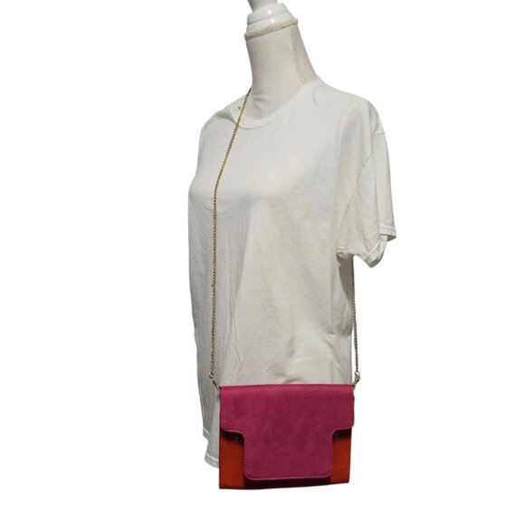 Bundle BAEKGAARD Pink Orange Clutch PUREOLOGY Chain Link Strap Crossbody Bag - Picture 3 of 16